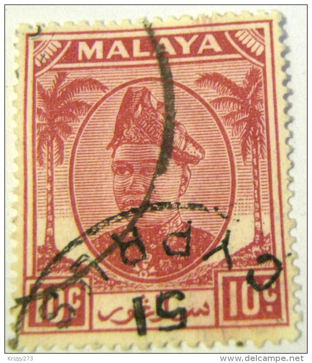 Selangor 1949 Sultan Hisamud-din Alam Shah 10c - Used - Selangor