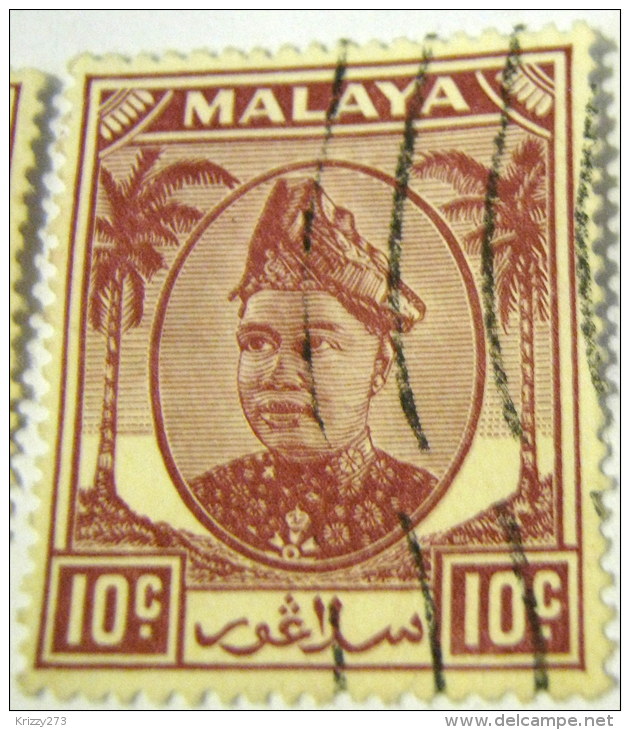 Selangor 1949 Sultan Hisamud-din Alam Shah 10c - Used - Selangor