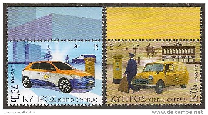 CHIPRE / CYPRUS / CIPRO - EUROPA 2013 -TEMA ANUAL " POSTAL VEHICLE"-  SERIE De  2 V - DENTADOS - 2013