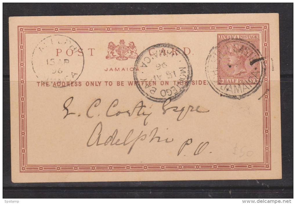 Jamaica 1896 Post Card Used Locally Chester Castle To Adelphi - Jamaïque (...-1961)