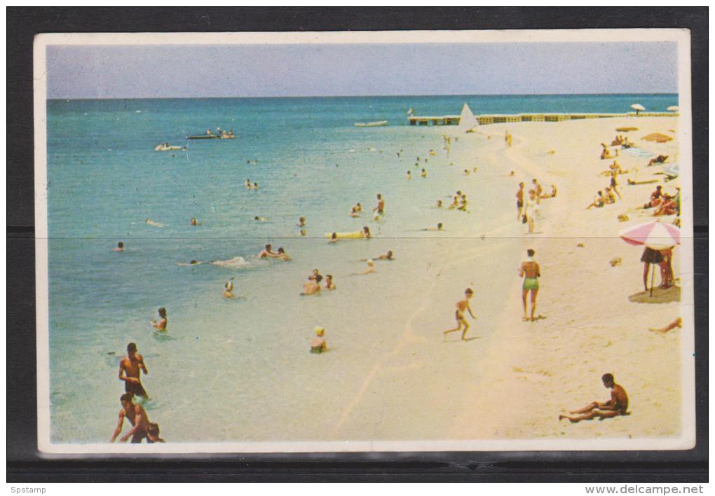Jamaica 1940's (?)  Picture Post Card Of Montego Bay Beach From Runaway Bay To Canada 2 X 4d  KGVI Citrus Grove Franking - Jamaica (...-1961)