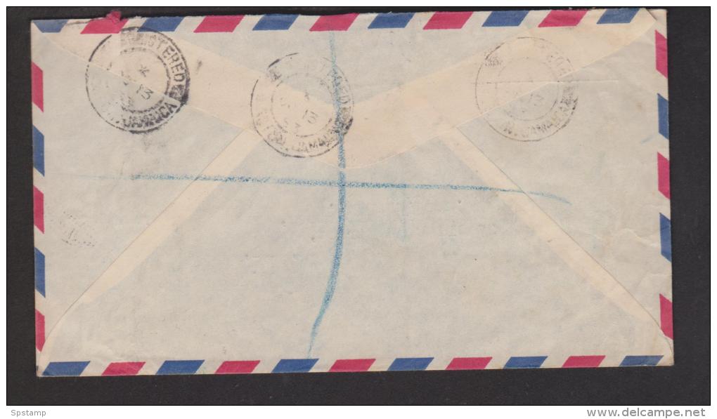 Jamaica 1953 Registered Air Mail Cover Kingston To England , 4d & 2 X 9d KGVI Definitive Franking - Jamaica (...-1961)