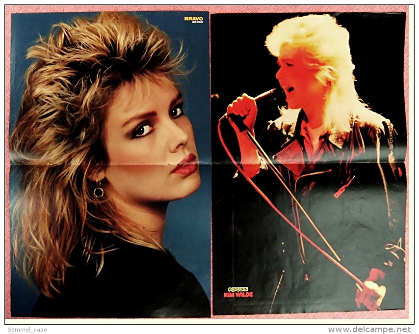 2 Kleine Musik-Poster  Kim Wilde  -  1 Rückseite : Lucy & Mitch ,  Von Popcorn + Bravo Ca. 1982 - Plakate & Poster