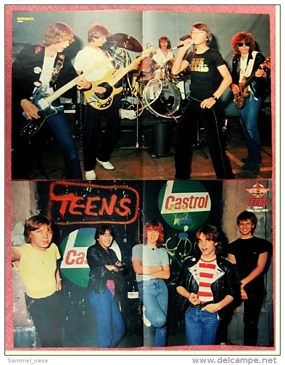 2 Kleine Musik Poster  Gruppe Teens  -  1 Rückseite : Louis De Funes ,  Von Bravo Ca. 1982 - Manifesti & Poster