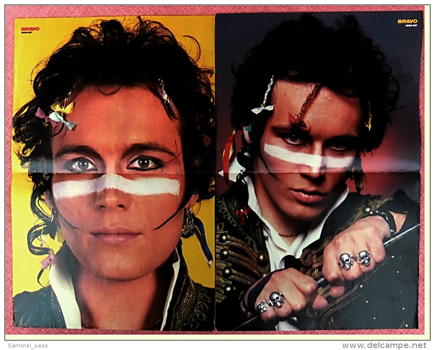 2 Kleine Musik Poster  Adam Ant  -  1 Rückseite : David Coverdale ,  Von Bravo Ca. 1982 - Plakate & Poster
