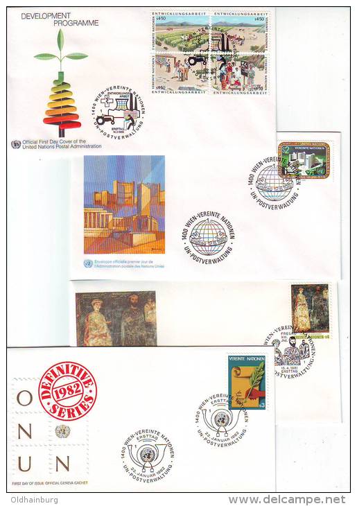1050j: UN- Wien, Vier FDCs Achtziger Jahre - Lettres & Documents