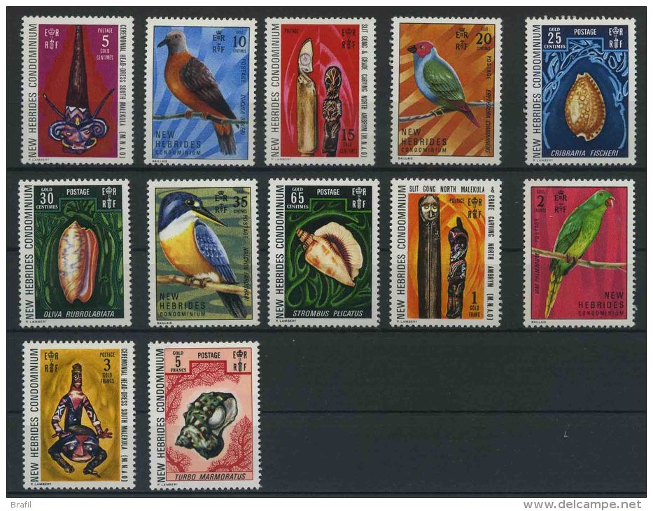 1972 Nuove Ebridi, Arte Indigena Uccelli E Conchiglie, Serie Completa Nuova (**) - Unused Stamps