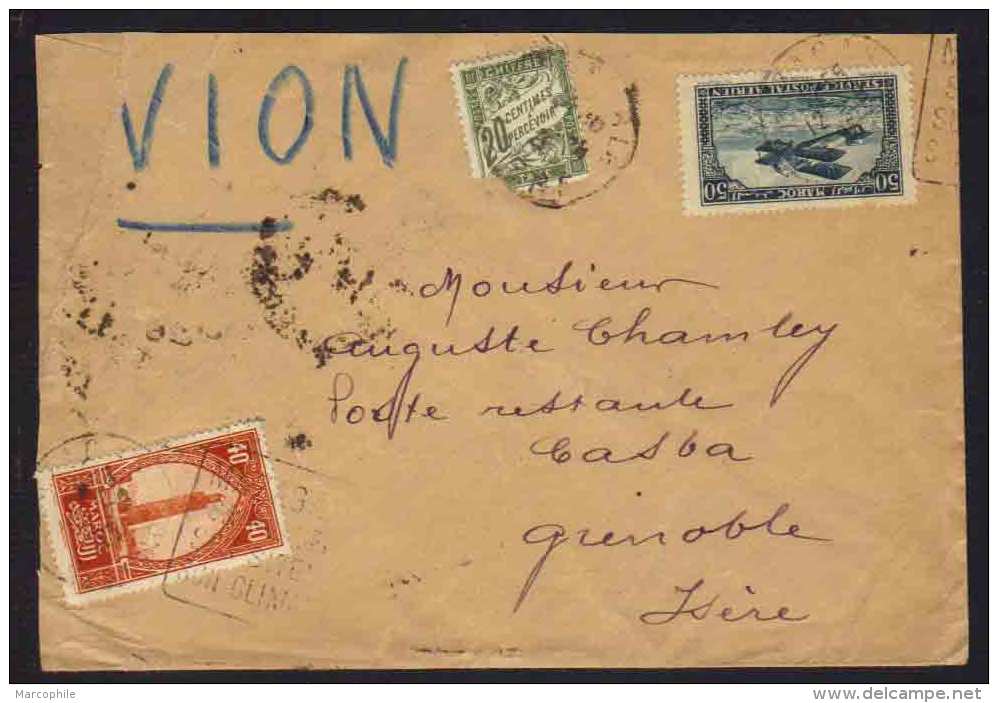 MAROC - MAZAGAN / 1925 LETTRE AVION POUR GRENOBLE TAXEE  (ref 3293) - Lettres & Documents