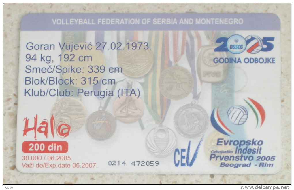 GORAN VUJEVIC ( Serbia Rare Chip Card - Only 30.000 Ex. ) Volleyball Pallavolo Volley Ball Flugball Voleibol Sport - Yugoslavia