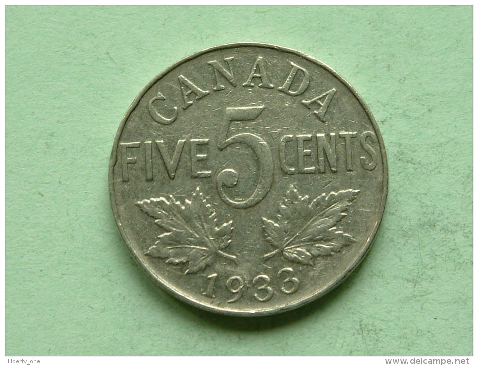 1933 - 5 CENTS / KM 29 ( Uncleaned Coin / For Grade, Please See Photo ) !! - Canada