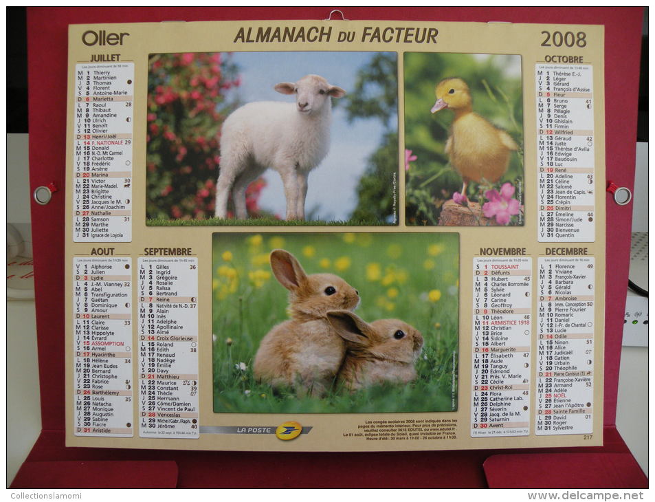 Nos Amis Les Animaux , Calendrier Almanach Du Facteur - Oller - 2008 - 2 Photos - Grand Format : 2001-...