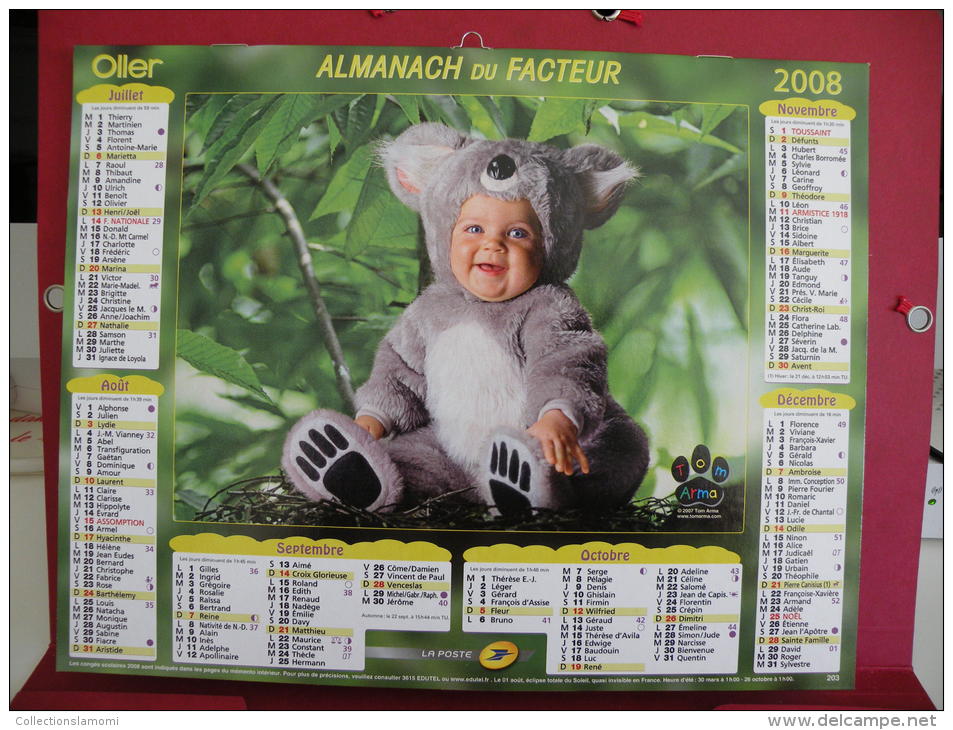 TOM ARMA , Calendrier Almanach Du Facteur - Oller - 2008 - 2 Photos - Tamaño Grande : 2001-...