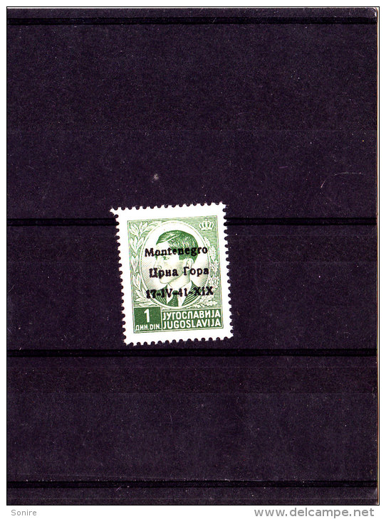 MONTENEGRO 1941 FRANCOBOLLO DI JUGOSLAVIA SOPRASTAMPATO MONTENEGRO 1D NUOVO MNH** - Montenegro