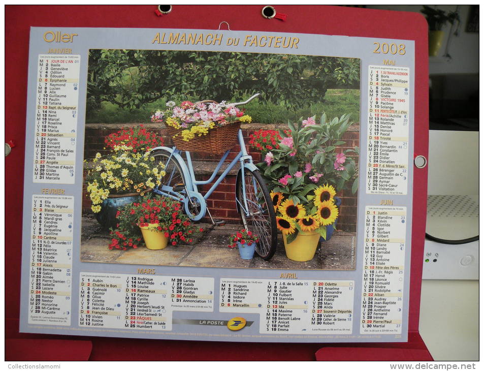 Décor De Fleur, Calendrier Almanach Du Facteur - Oller - 2008 - 2 Photos - Grand Format : 2001-...