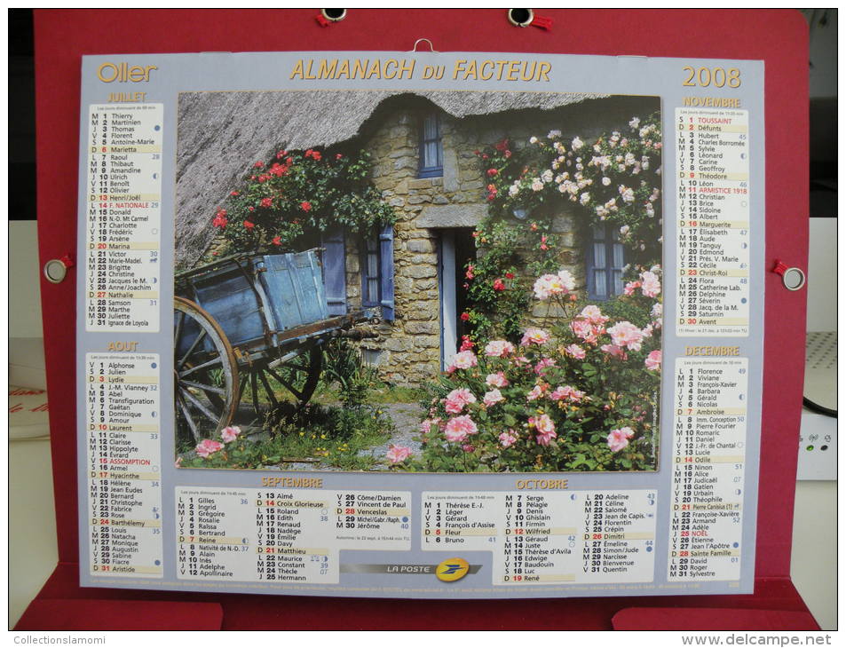 Décor De Fleur, Calendrier Almanach Du Facteur - Oller - 2008 - 2 Photos - Grand Format : 2001-...