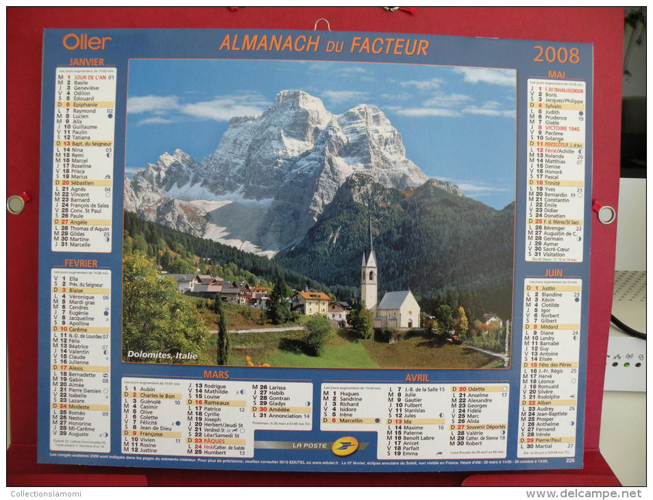 Dolomites, Itale / Courchevel, Savoie, Calendrier Almanach Du Facteur - Oller - 2008 - 2 Photos - Grand Format : 2001-...