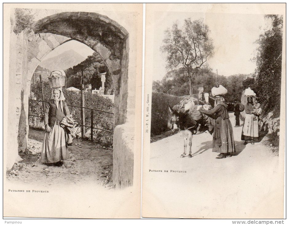 06 Lot 2 Cpa. Paysanne Et Paysans De Provence. Animation. Ane - Autres & Non Classés