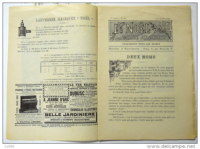 1897 Le Noël le journal des enfants N°130-131-144 hebdomadaire éditeur Paris 8 rue François 1er voir scans 19.5x27.5cms