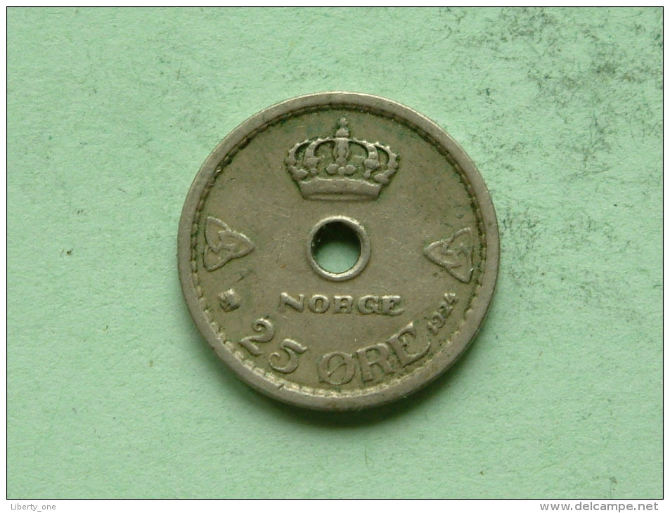 1924 - 25 ORE / KM 384 ( Uncleaned Coin / For Grade, Please See Photo ) !! - Norvège