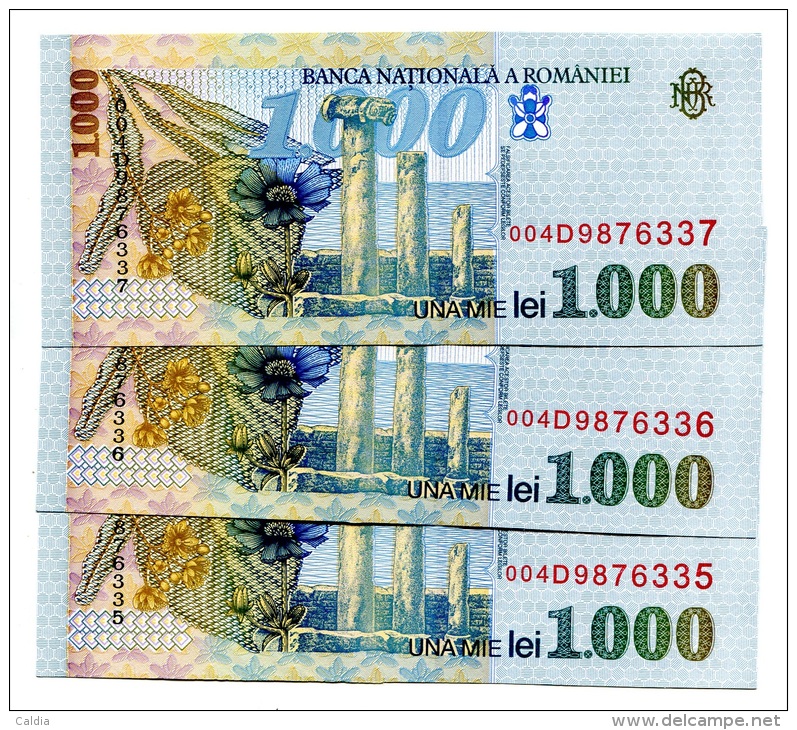 Roumanie Romania 1000 Lei 1998 UNC - 3 Consecutives # 2 - Roumanie