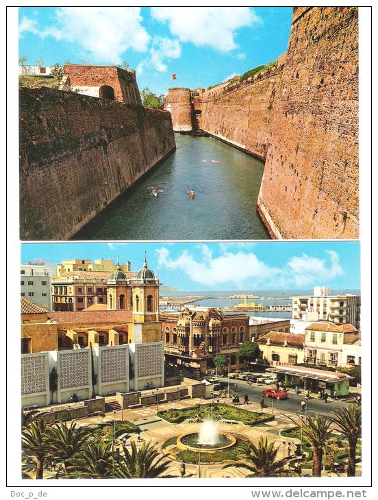 Spain - 2 Cards - CEUTA - Plaza De Los Reyes - Foso - Murallas Portuguesas - Ceuta