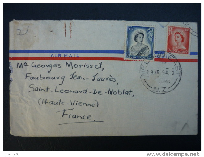 Cover / Lettre,1954 Nelson East --> St Leonard De Noblat Hte Vienne, Affr. 4p 6 - Briefe U. Dokumente