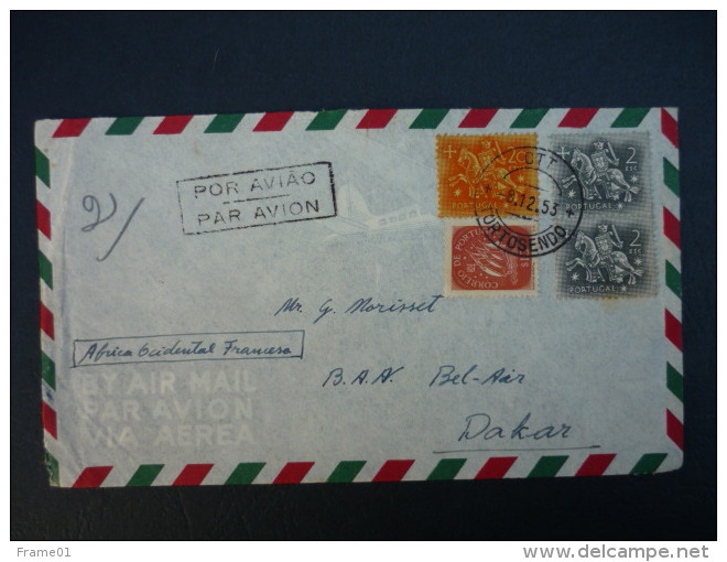 Cover / Brief / Lettre 1953 Tortosendo Portugal --> Dakar,  Affr. 14 Esc 20 - Briefe U. Dokumente