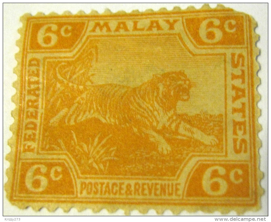 Federated Malay States 1900 Tiger 6c - Used - Federated Malay States
