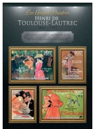 Ca13113a Central African 2013 Painting S/s Henti Toulouse - Lautrec - Impressionisme