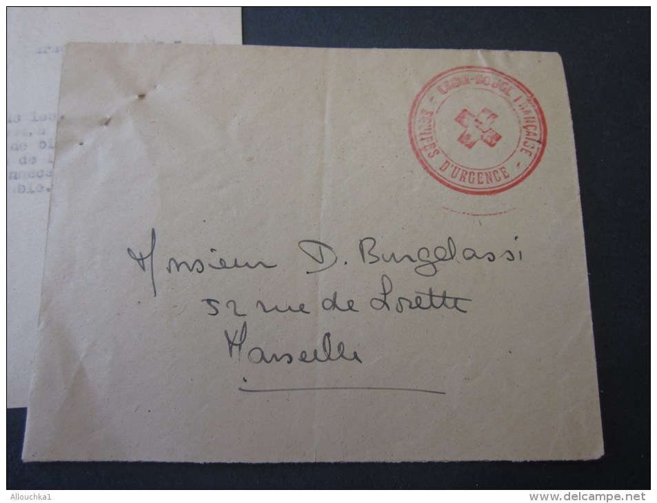 Enveloppe +Lettre Croix-Rouge Française Cachet Rouge CRF équipes D´urgence >guerre 1944 -Lire Cette Archive Red - Cross - Red Cross