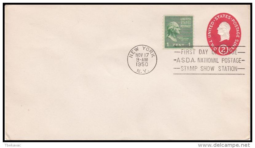 United States 1950 ,Uprated Prestamped Envelope - 1941-60