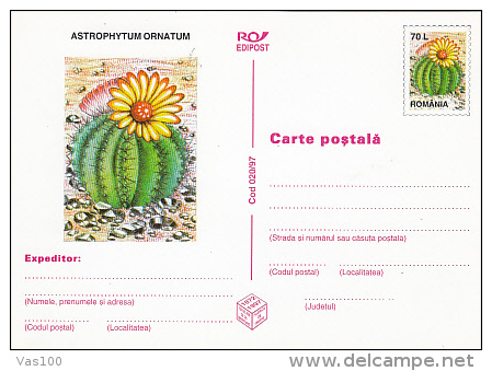 CACTUSSES, 6XPC STATIONERY, ENTIERE POSTAUX, 1997, ROMANIA - Cactus