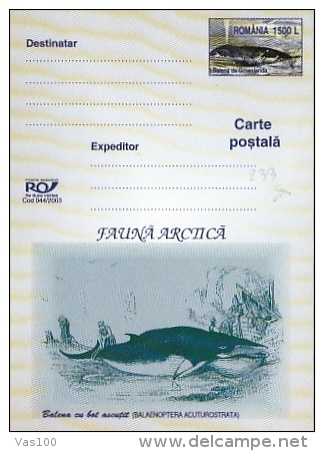 WHALES, 7X PC STATIONERY, ENTIERE POSTAUX, 2003, ROMANIA - Baleines