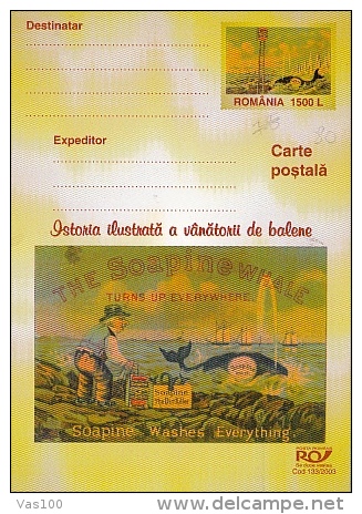 WHALES, 7X PC STATIONERY, ENTIERE POSTAUX, 2003, ROMANIA - Baleines