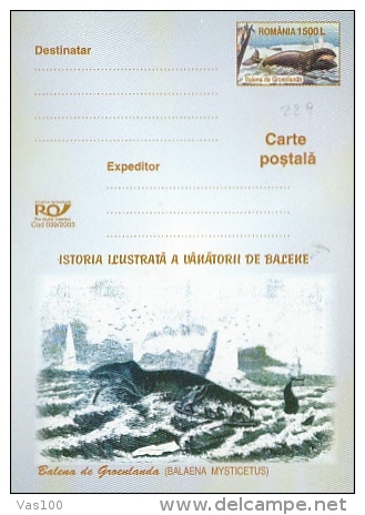 WHALES, 7X PC STATIONERY, ENTIERE POSTAUX, 2003, ROMANIA