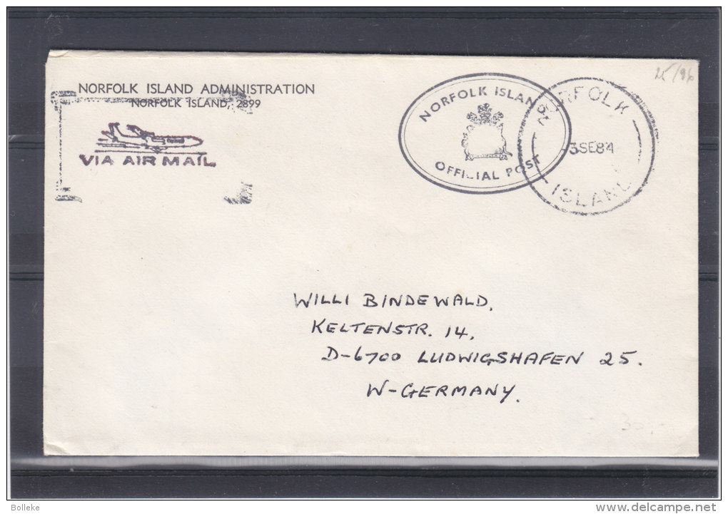 Norfolk - Lettre De Service De 1984 - Expédié Vers L'Allemagne - Isola Norfolk