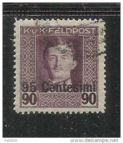 OCCUPAZIONE AUSTRIACA 1918 SOPRASTAMPATO SURCHARGE CENT. 95 SU 90 HELLER TIMBRATO USED - Occ. Autrichienne