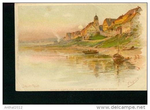 Litho Jagstfeld Bei Heilbronn Schiff Gezeichnet Von Freils - Heilbronn