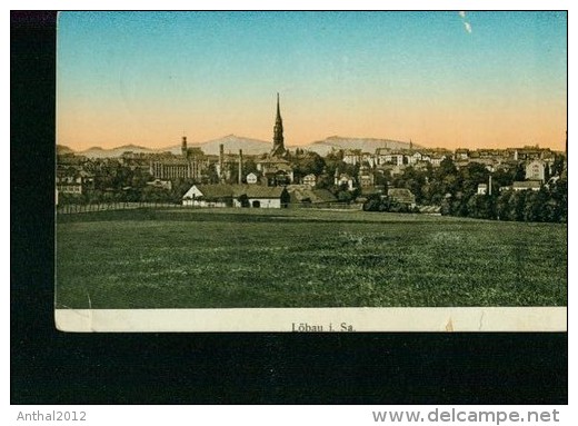 Litho Löbau Sa. 28.5.1912 Feldpost Panorama Fabrik Schornstein - Löbau