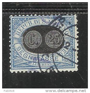 SAN MARINO 1931 SEGNATASSE DUE TASSE TAXE MASCHERINE SOPRASTAMPATO SURCHARGED LIRE 2 SU CENT. 10 USATO USED - Timbres-taxe