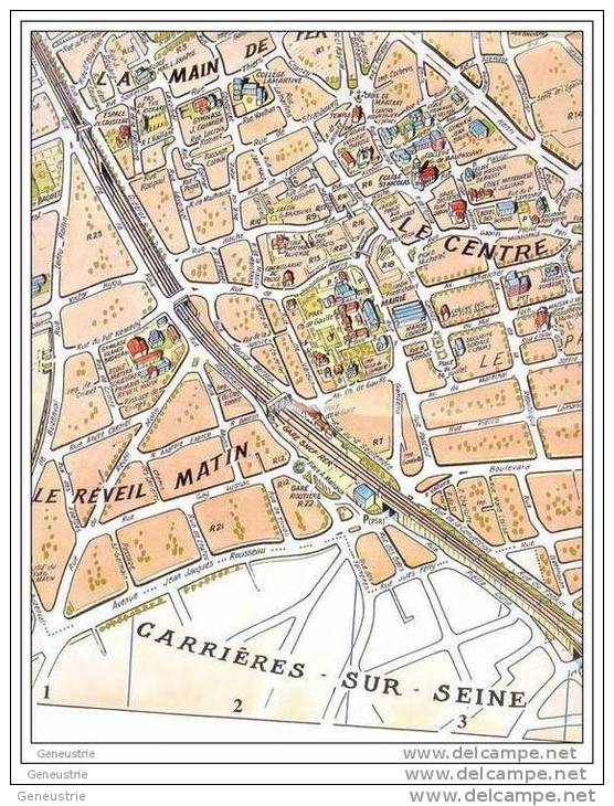 Carte Plan De La Ville De Houilles 78 Yvelines - Carte Topografiche