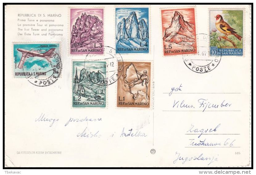 San Marino 1964, Card To Zagreb - Lettres & Documents
