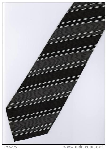 #201209 BLACK WHITE Striped 100% Hand Made Men Formal Fashion Neck Tie - Other & Unclassified