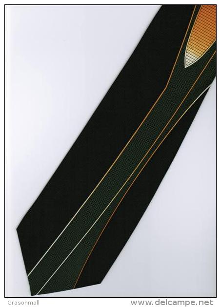 #201233 BLACK WHITE ORANGE Striped 100% Hand Made Men Formal Fashion Neck Tie - Other & Unclassified