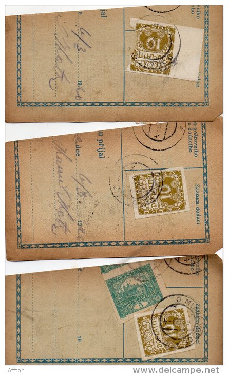 Czechoslovakia Hradcany & Postage Due On Parcel Cut 3pc Cencels Lot #620 - Lettres & Documents