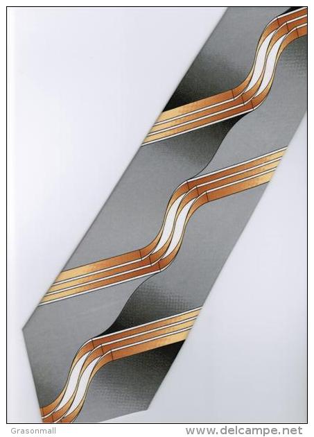 #201252 BLACK GREY ORANGE WHITE Striped 100% Hand Made Men Formal Fashion Neck Tie - Other & Unclassified