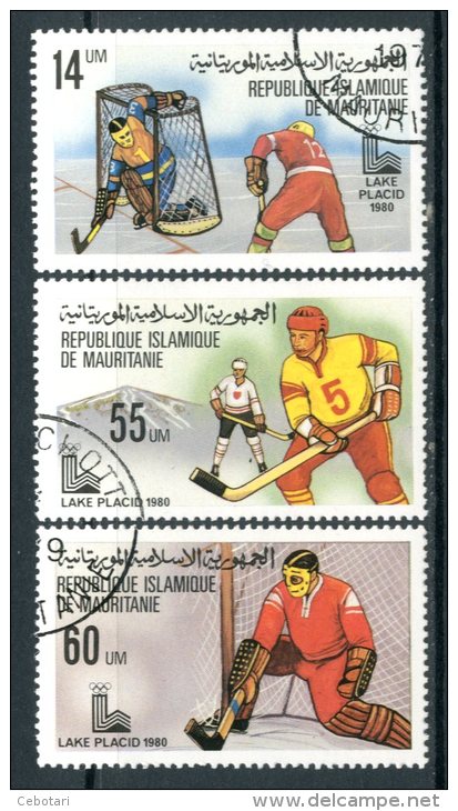 MAURITANIA 1980 - Giochi Olimpici Invernali "Lake Placid 1980" - 3 Val. Obliterati (perfetti) Come Da Scansione - Invierno 1980: Lake Placid