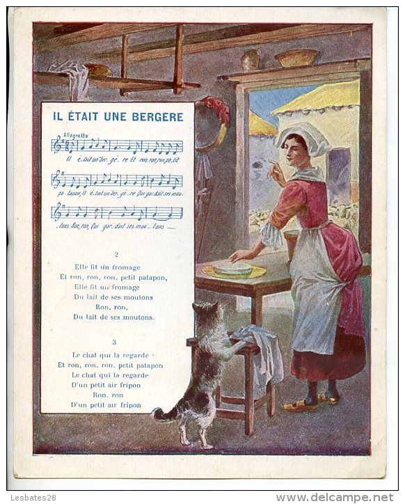 Chromos,  IL ETAIT UNE BERGERE, Chanson Enfantine,  TEMOINAGE DE SATISFACTION ,MARS 2013 CHR 116 - Partitions Musicales Anciennes