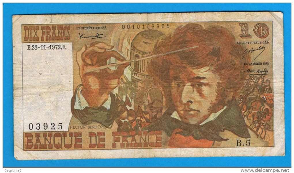 FRANCIA - FRANCE = 10  Francs 1972  P-150  BERLIOZ  Serie B - 10 F 1972-1978 ''Berlioz''