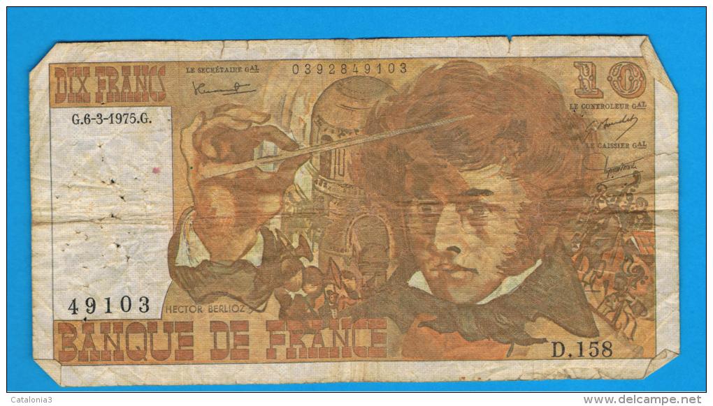 FRANCIA - FRANCE = 10  Francs 1975  P-150  BERLIOZ  Serie D - 10 F 1972-1978 ''Berlioz''